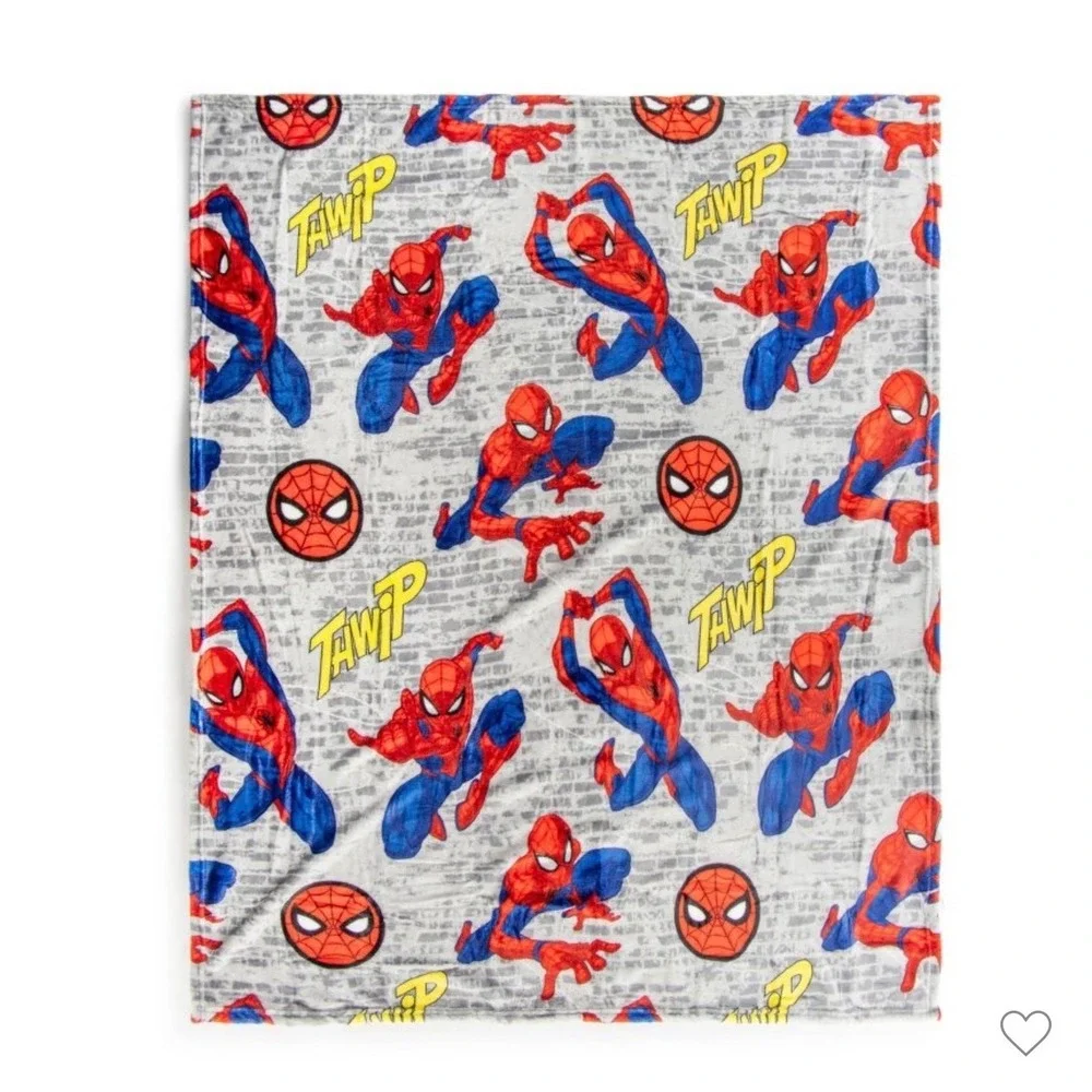 Marvel Spider-Man Plush Character Pillow and Throw Kids Blanket‎ 2 Piece Set New